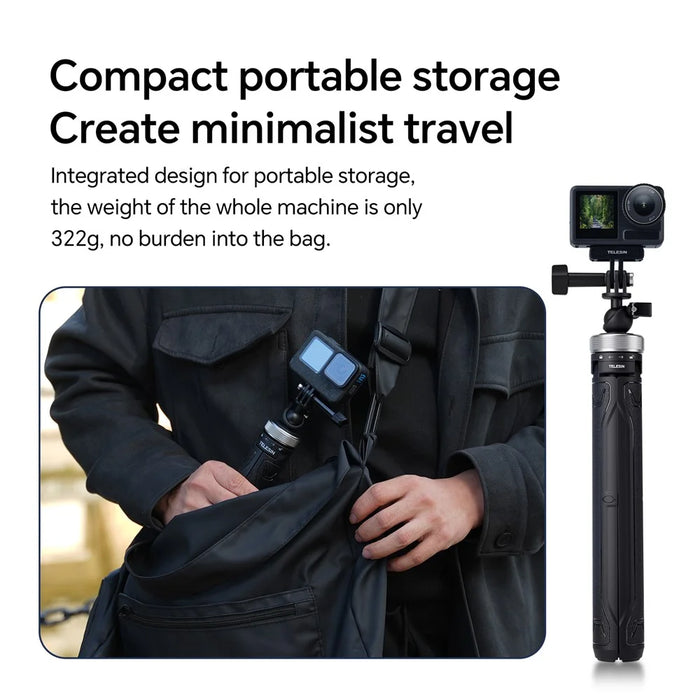 TELESIN S1-TSS-01 Selfie Stick Tripod Ball Joint Extension Pole Monopod Handle Grip for GoPro Action Camera - 5