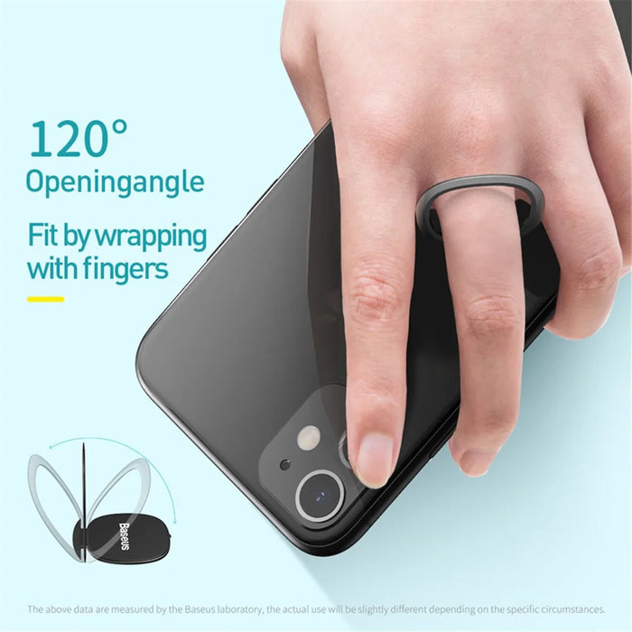 BASEUS Universal Phone Ring Holder Stand Phone Finger Kickstand Grip - Black - 5