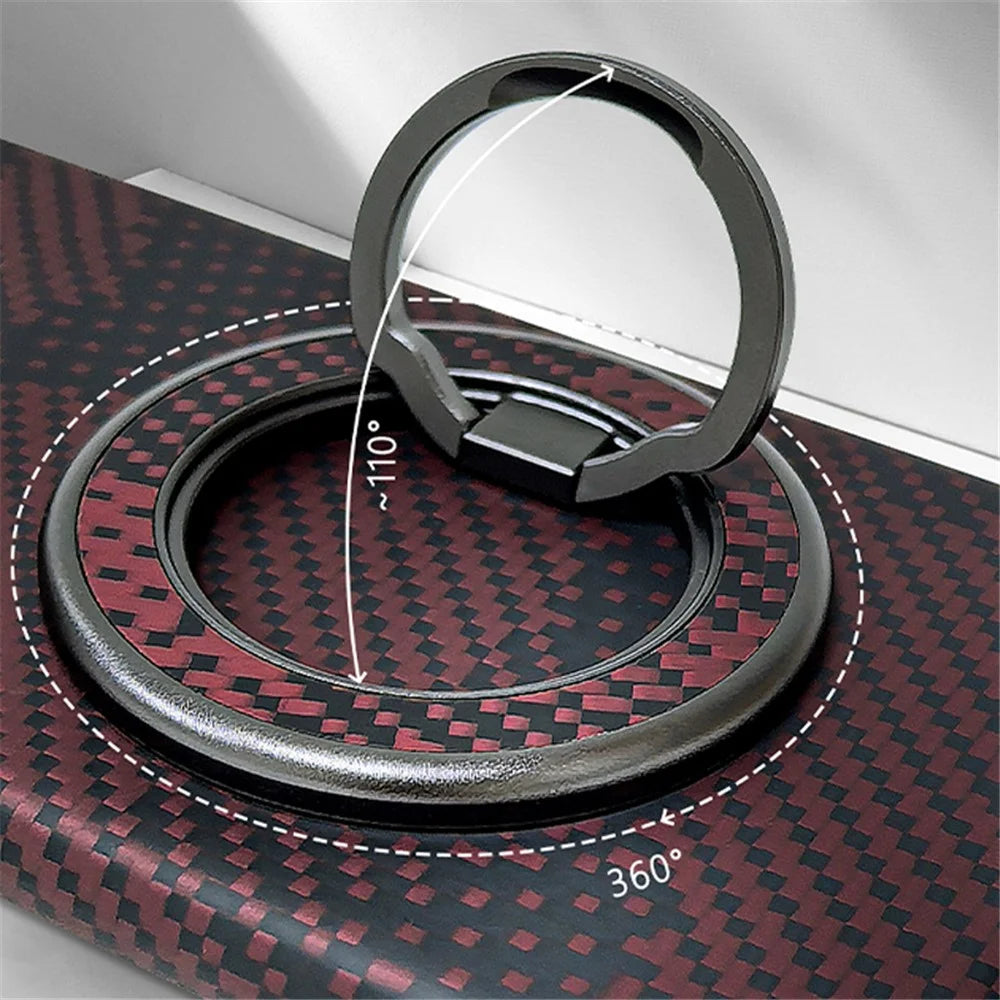 Aramid Fiber Magnetic Kickstand for Cell Phone Finger Ring Grip Holder - Camo Red - 2