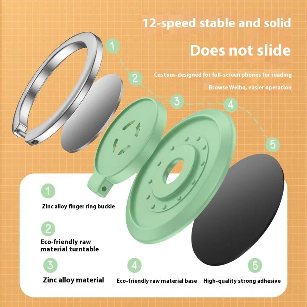 Magnetic Phone Ring Holder 360 Degree Rotation Adjustable Kickstand Finger Grip - Lavender Grey - 4