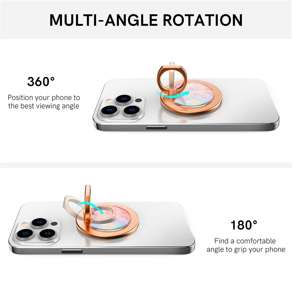 AHASTYLE DD-01 Phone Ring Holder Aluminum Alloy Phone Grip Stand Adjustable Angle - White Marble - 5