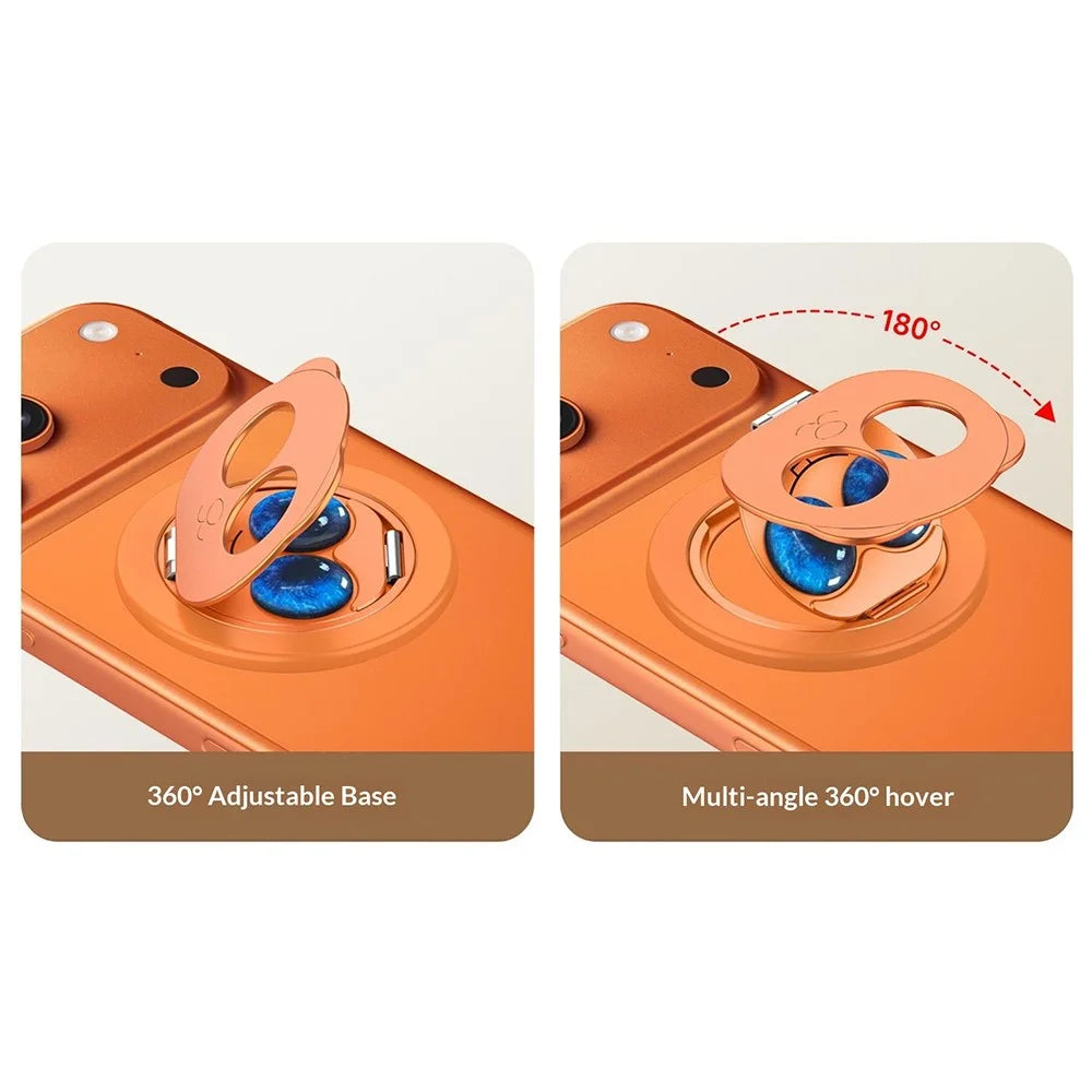Panda Magnetic Foldable Stand 360° Strong Magnet Rotating Stress Relief Holder For All Flat Phone Cases or Phones - Orange - 6