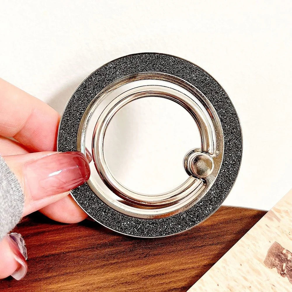 Phone Ring Kickstand Magnetic Glitter Ring Holder Zinc Alloy 360 Rotating Phone Gript - Glitter Black - 1