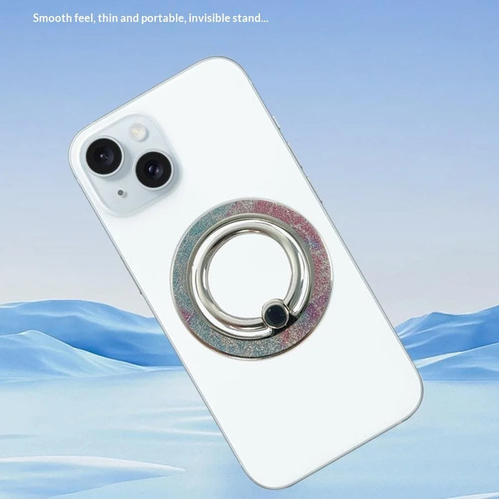 Phone Ring Kickstand Magnetic Glitter Ring Holder Zinc Alloy 360 Rotating Phone Gript - Glitter Black - 2