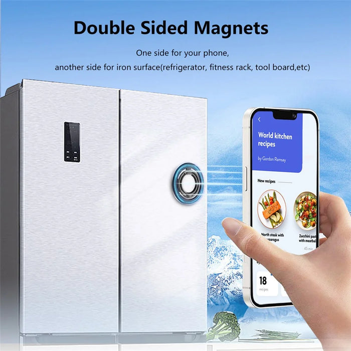 Double Ring Double Sided Magnetic Phone Ring Holder Ultra Strong Magnets 180° Flip Kickstand - Black - 4