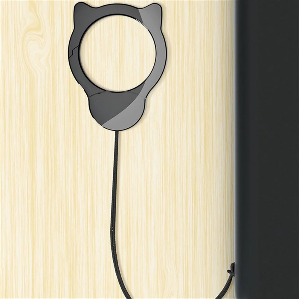 Cat Head Ring Metal Lobster Buckle Cellphone Anti-drop Anti-lost Lanyard Hand Rope - Black - 2