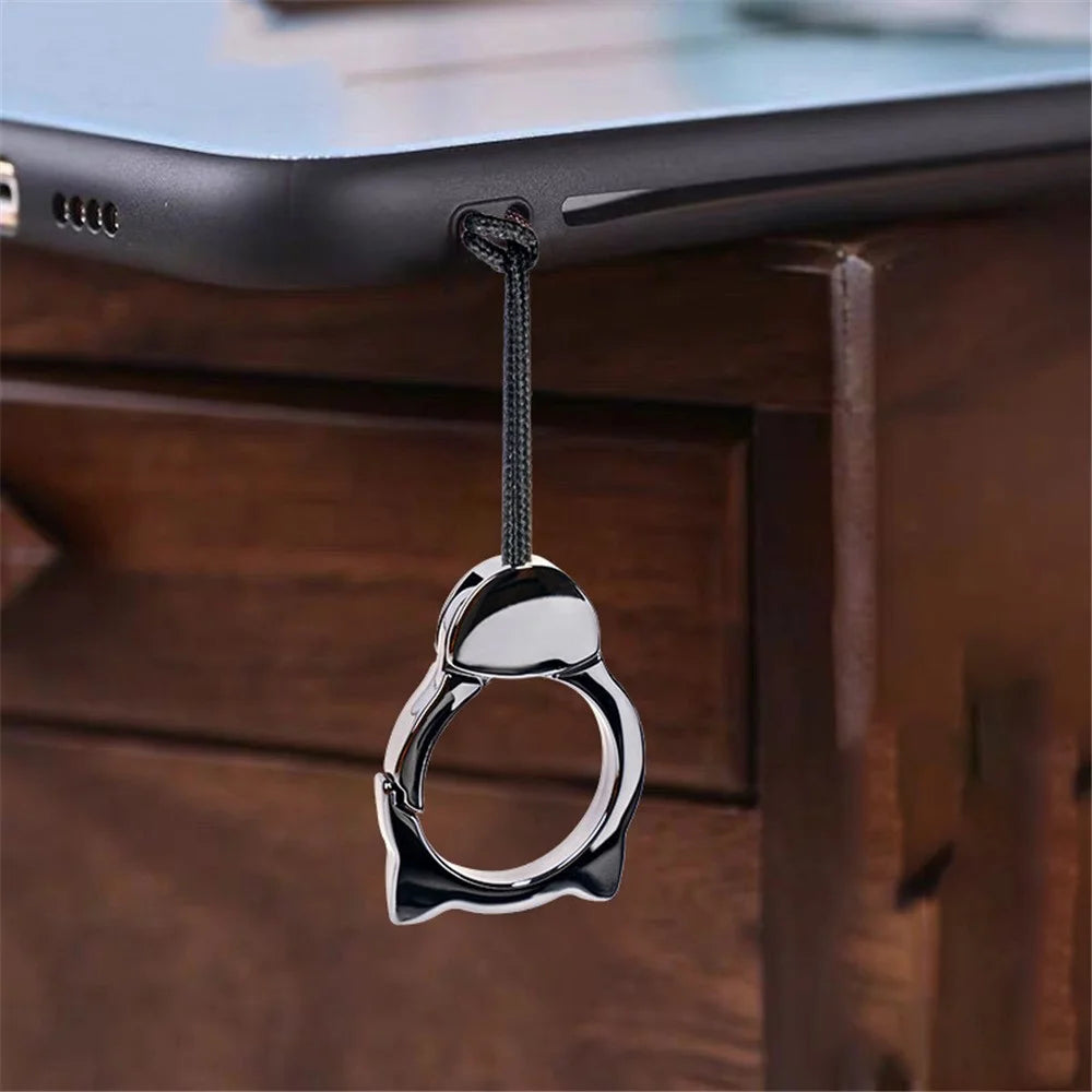 Cat Head Ring Metal Lobster Buckle Cellphone Anti-drop Anti-lost Lanyard Hand Rope - Black - 7