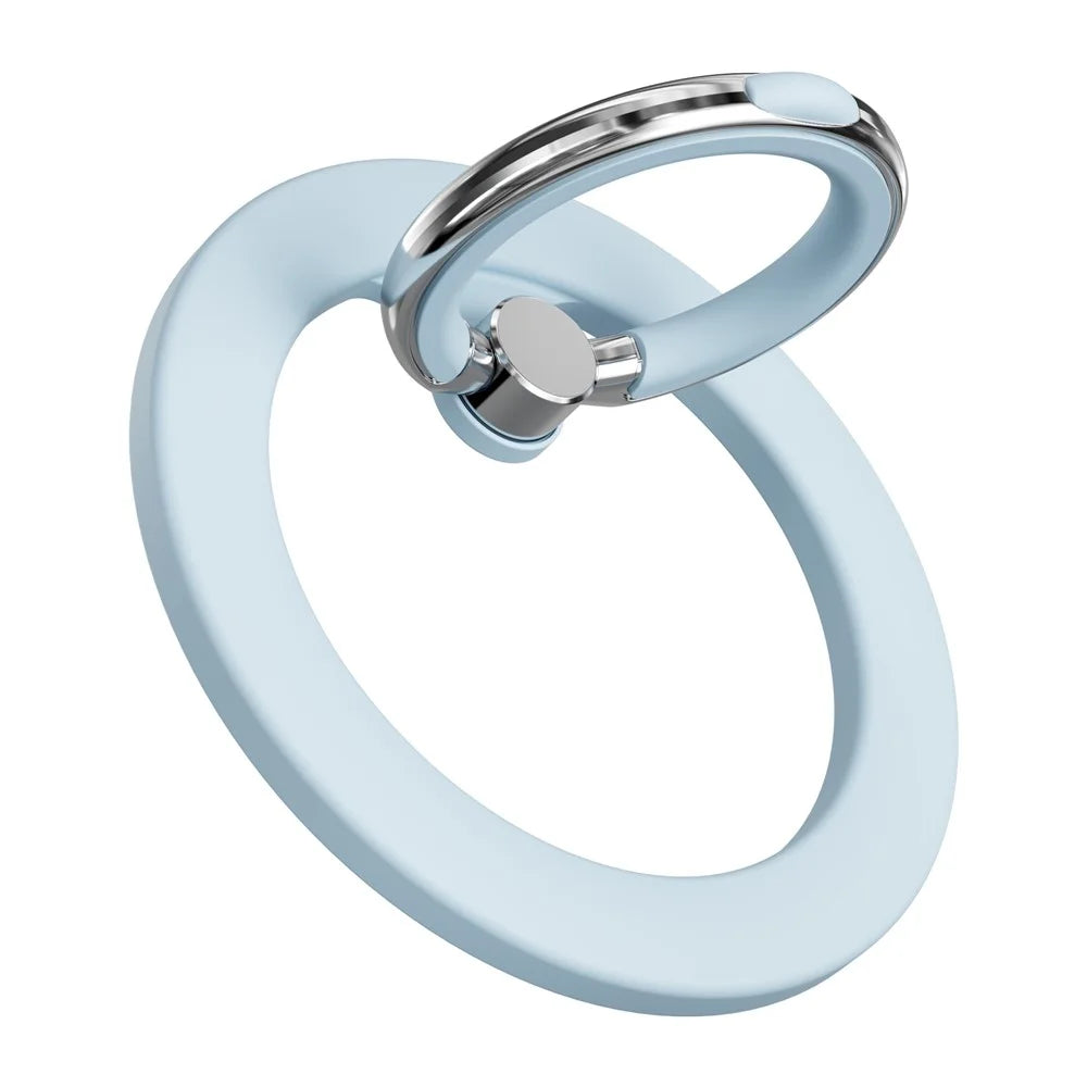 Silicone Feel Magnetic Phone Ring Stand 360° Rotation Foldable Finger Grip Holder Kickstand - Baby Blue - 1