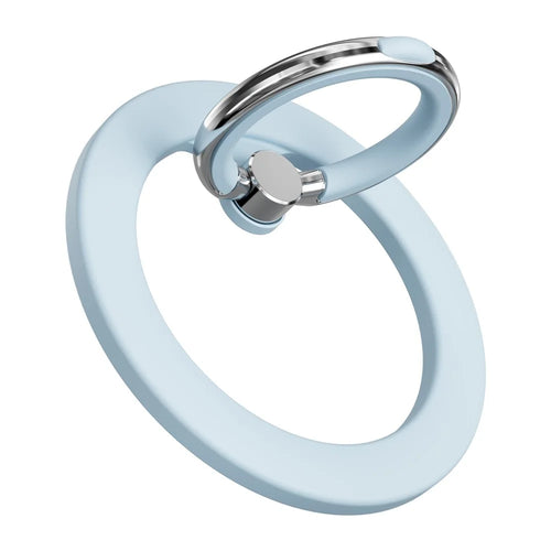 Silicone Feel Magnetic Phone Ring Stand 360° Rotation Foldable Finger Grip Holder Kickstand - Baby Blue - 1