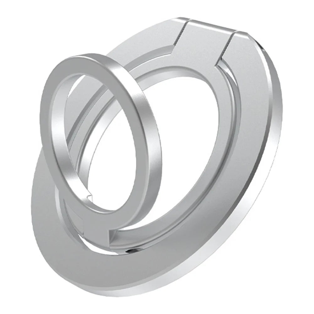 MP-38 Dual Ring Magnetic Phone Stand 125° Rotation Desktop Holder Double Sided Strong Magnet Phone Kickstand - Silver - 1