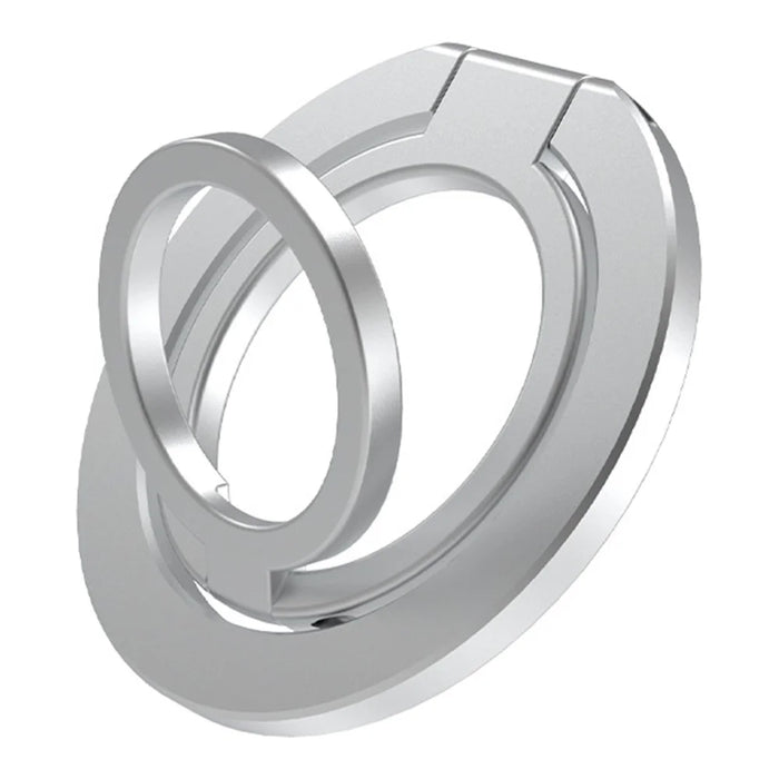 MP-38 Dual Ring Magnetic Phone Stand 125° Rotation Desktop Holder Double Sided Strong Magnet Phone Kickstand - Silver - 1