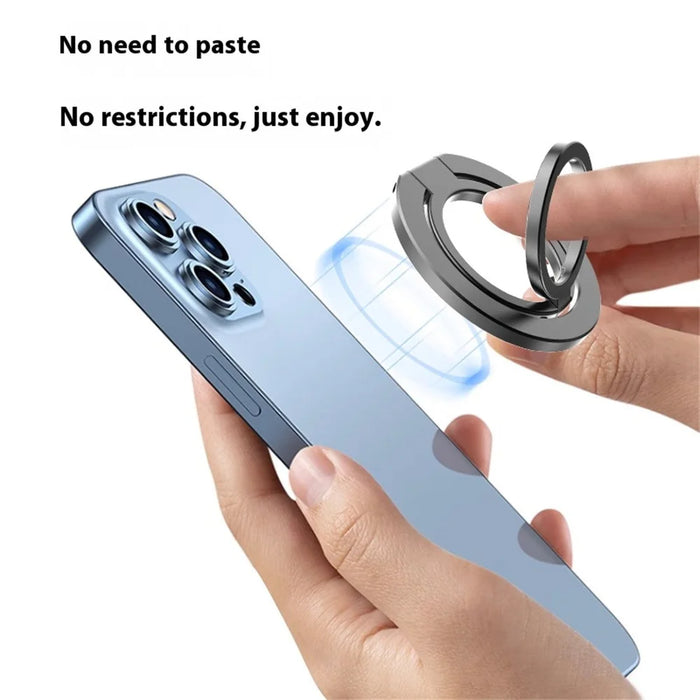 MP-38 Dual Ring Magnetic Phone Stand 125° Rotation Desktop Holder Double Sided Strong Magnet Phone Kickstand - Silver - 3
