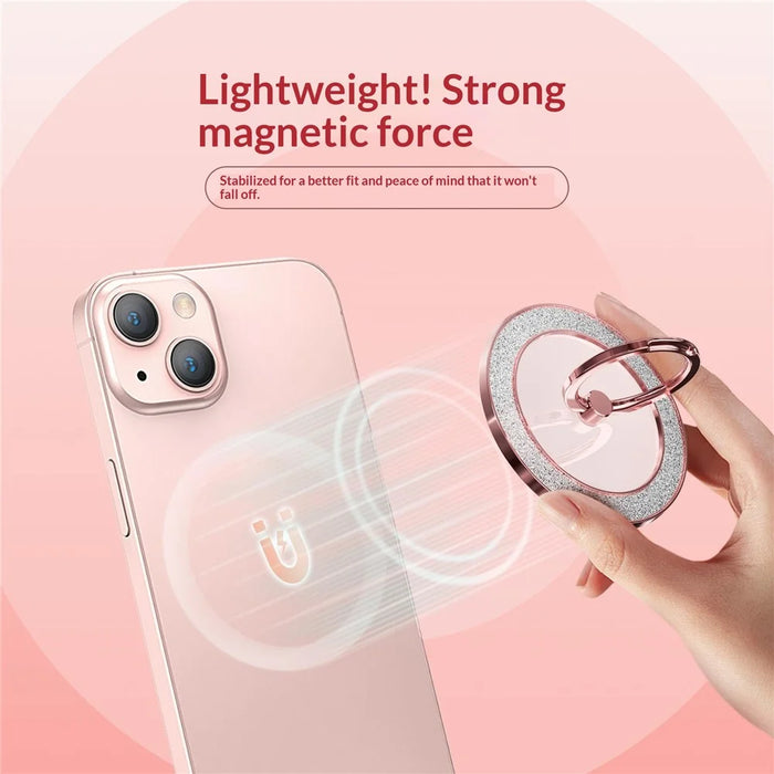 Glitter Magnetic Ring Holder Stand 360° Rotating Phone Grip Finger Ring Kickstand - Gold - 6