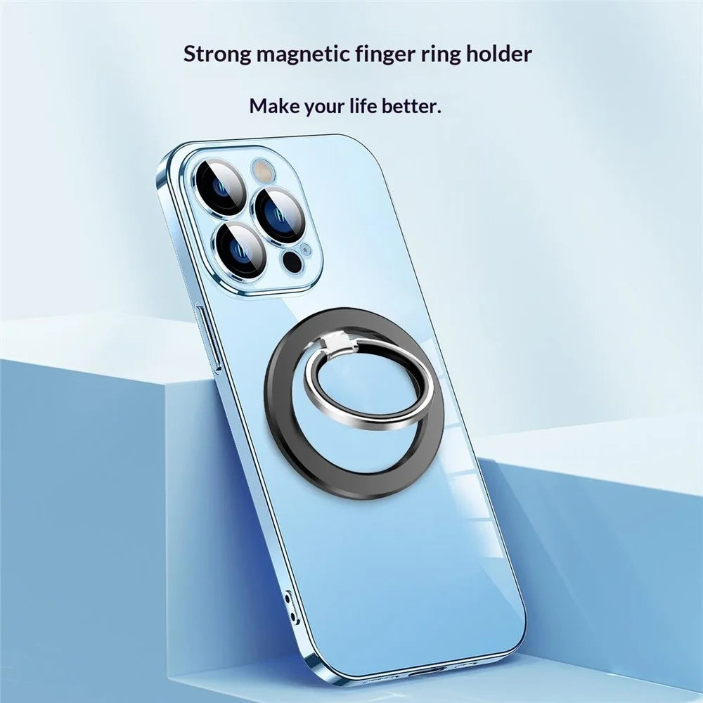MP-25 Dual Side Magnetic Phone Ring Holder Finger Stand 180° Flip Desktop Mount Kickstand - Black - 2