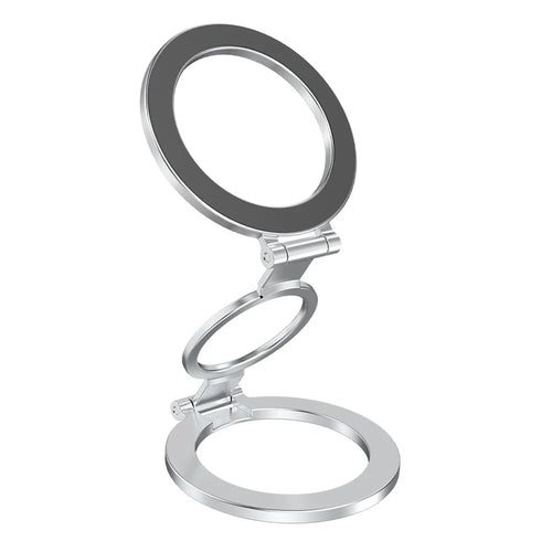 TS-01 Double-Sided Magnetic Phone Ring Holder Kickstand Multi-Angle Foldable Desktop Kickstand - Silver - 1