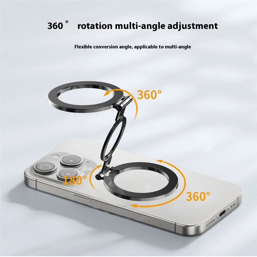 TS-01 Double-Sided Magnetic Phone Ring Holder Kickstand Multi-Angle Foldable Desktop Kickstand - Silver - 2