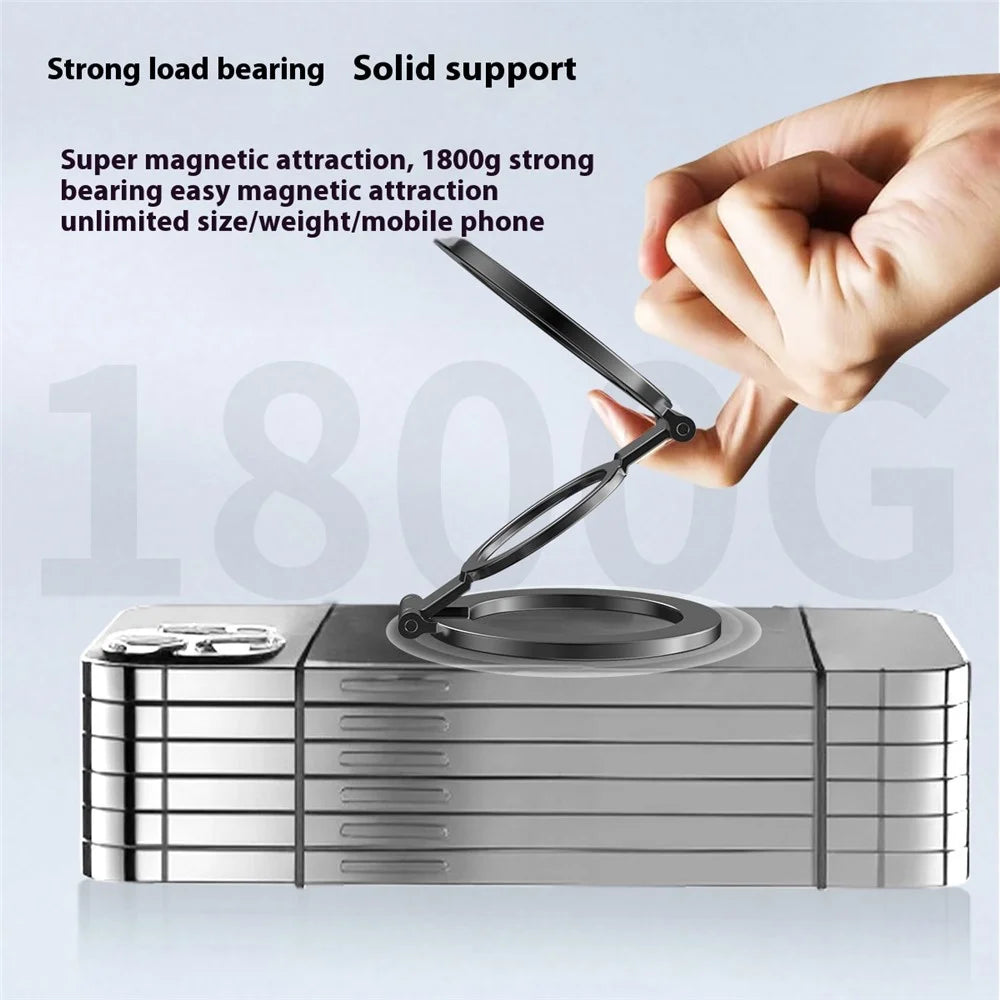 TS-01 Double-Sided Magnetic Phone Ring Holder Kickstand Multi-Angle Foldable Desktop Kickstand - Silver - 4
