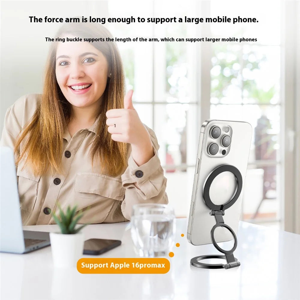 TS-01 Double-Sided Magnetic Phone Ring Holder Kickstand Multi-Angle Foldable Desktop Kickstand - Silver - 5