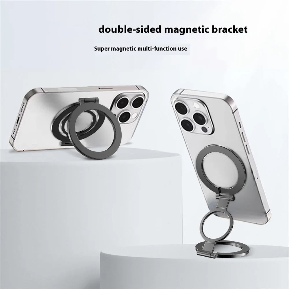 TS-01 Double-Sided Magnetic Phone Ring Holder Kickstand Multi-Angle Foldable Desktop Kickstand - Silver - 6