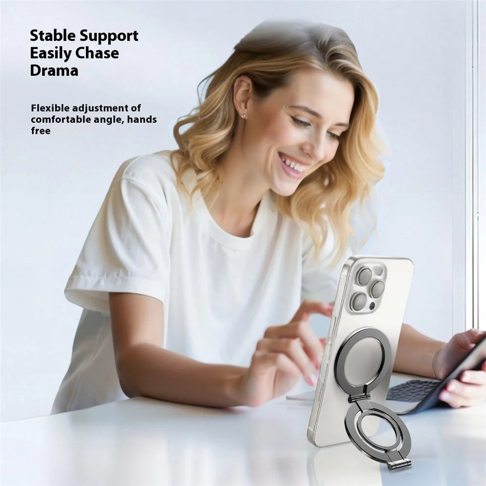 TS-01 Double-Sided Magnetic Phone Ring Holder Kickstand Multi-Angle Foldable Desktop Kickstand - Silver - 7