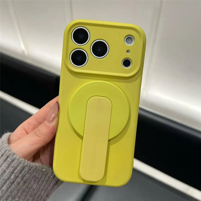 BP-1R Push-Pull Magnetic Phone Stand Ring Holder Skin Touch Finger Ring Strap Kickstand - Yellow - 1
