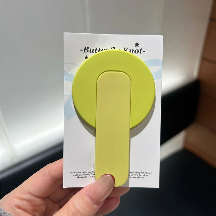 BP-1R Push-Pull Magnetic Phone Stand Ring Holder Skin Touch Finger Ring Strap Kickstand - Yellow - 2
