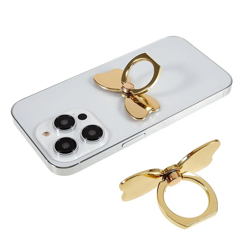 Cell Phone Ring Kickstand Butterfly Rotation Finger Kickstand Metal Ring Grip Compatible with Smartphone - Gold - 1