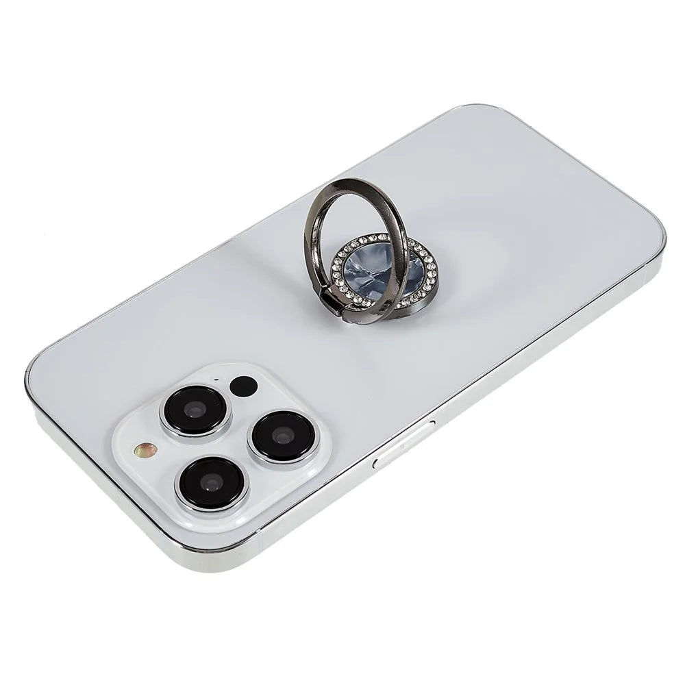 Bling Rhinestone Phone Ring Kickstand Holder Cell Phone Ring Grip Stand for Smartphones, Tablets - Black - 2