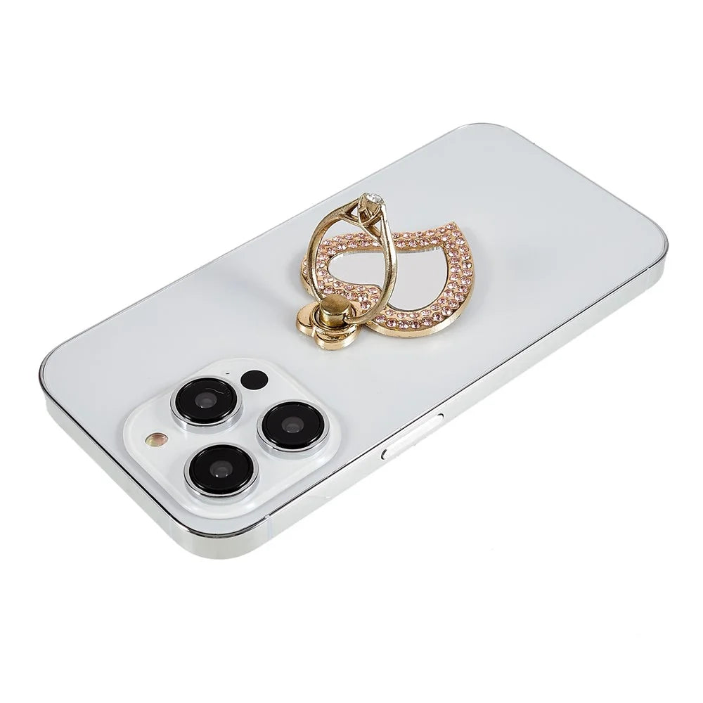 Mirror Finger Ring Holder Metal Cell Phone Grip Bracket Rotation Finger Ring Kickstand - Gold - 2