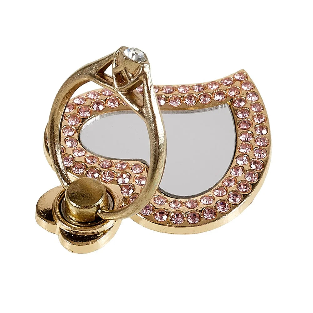 Mirror Finger Ring Holder Metal Cell Phone Grip Bracket Rotation Finger Ring Kickstand - Gold - 6