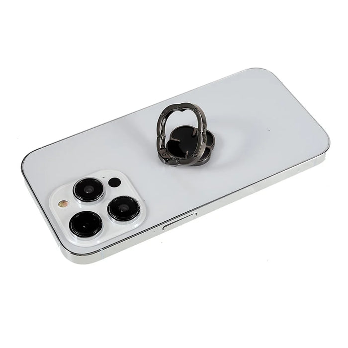 Clover Phone Ring Finger Kickstand Back Stand Holder Bracket Metal Grip Hook  for Smartphone - Black - 2