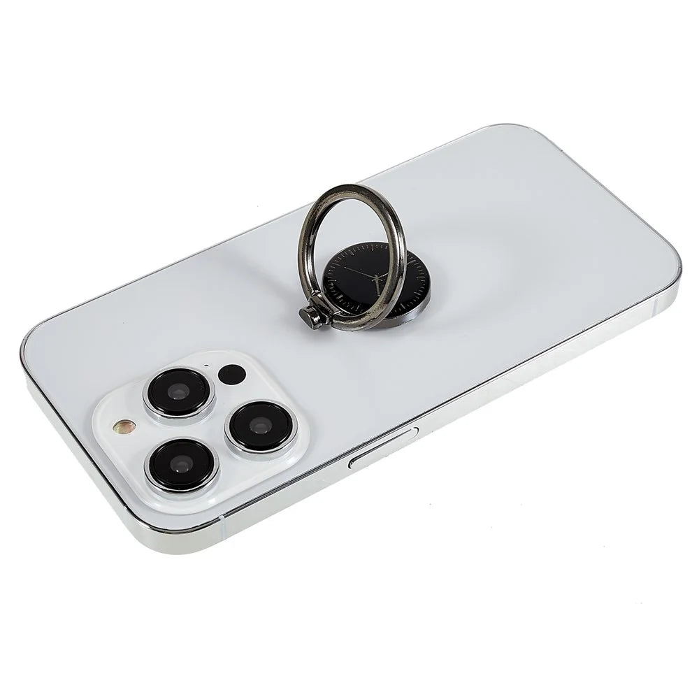 Time Clock Stand Holder Rotation Ring Grip Ring Bracket Phone Ring Holder Compatible with Various Smartphones - Black - 2