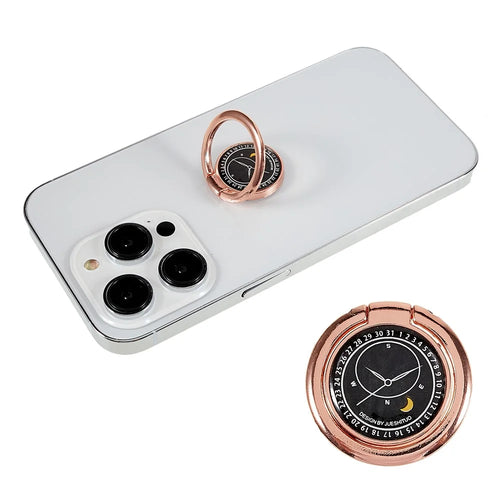 Compass Design Cell Phone Ring Holder Finger Stand Kickstand Metal Grip Holder - Black - 1