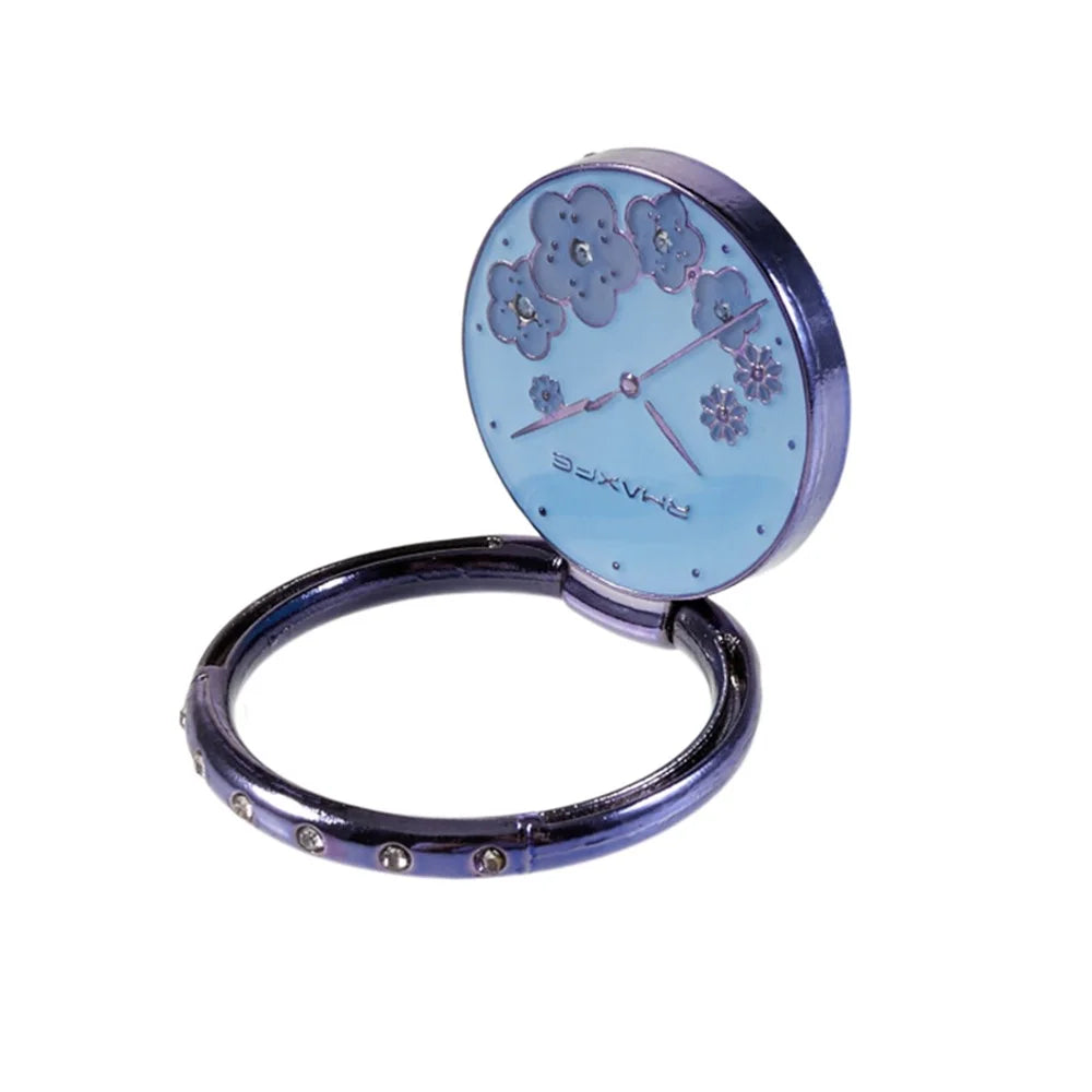 Flower Mobile Phone Ring Kickstand Electroplating Finger Ring Holder Cell Phone Stand Decorated with Rhinestone - Blue - 3