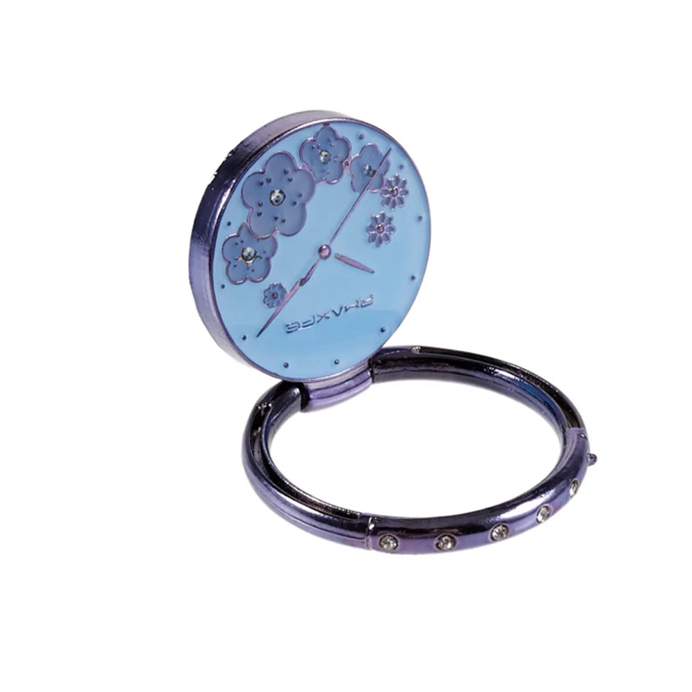 Flower Mobile Phone Ring Kickstand Electroplating Finger Ring Holder Cell Phone Stand Decorated with Rhinestone - Blue - 4