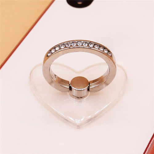 AL633387072251 Clear Rhinestone Decorated Phone Ring Holder Creative Metal Phone Kickstand - Heart - 1