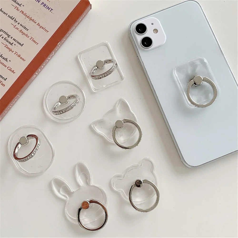 AL633387072251 Clear Rhinestone Decorated Phone Ring Holder Creative Metal Phone Kickstand - Heart - 2