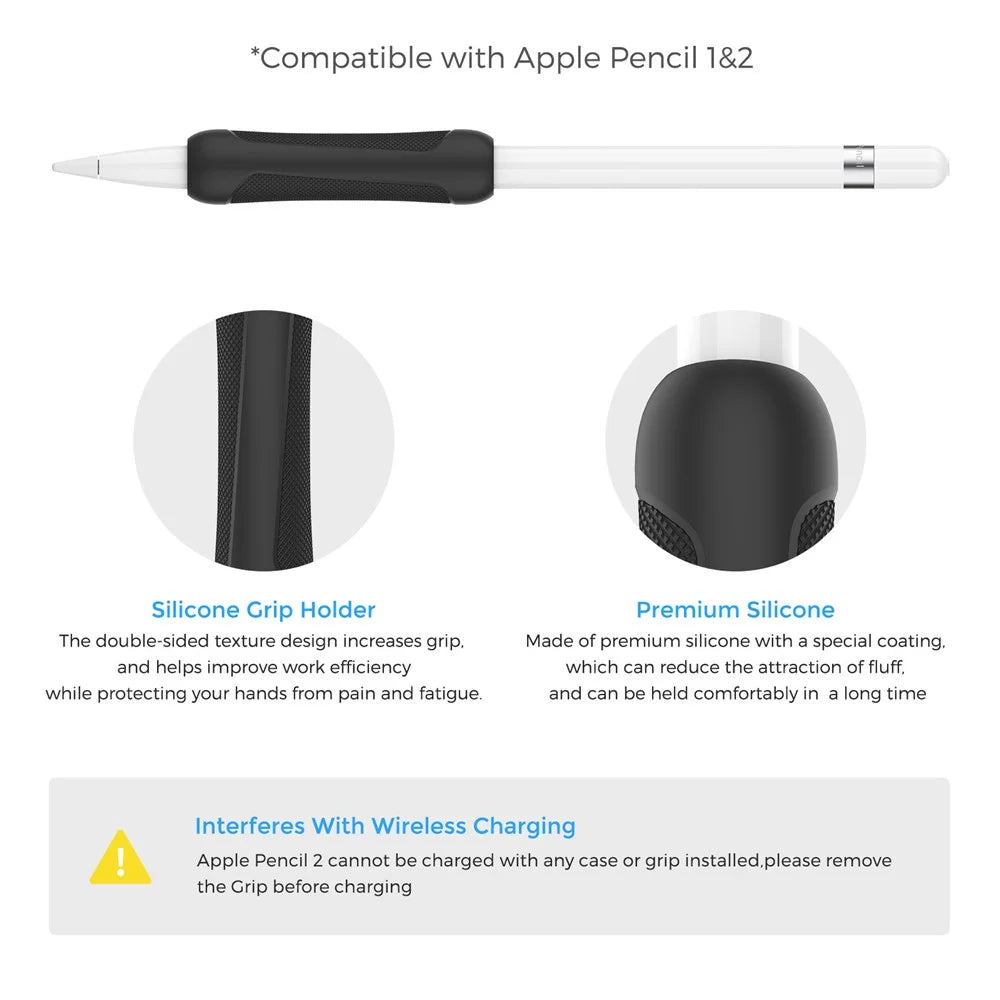 3Pcs Silicone Sleeve for Apple Pencil Pro / Pencil (1st Generation) / (2nd Generation) Stylus Pencil Cover Grip Holder - Black+Blue+White - 2