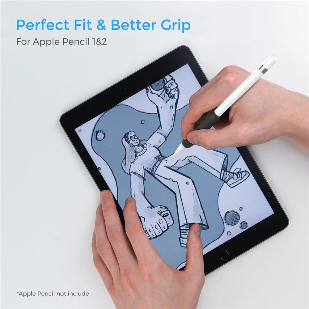 3Pcs Silicone Sleeve for Apple Pencil Pro / Pencil (1st Generation) / (2nd Generation) Stylus Pencil Cover Grip Holder - Black+Blue+White - 3