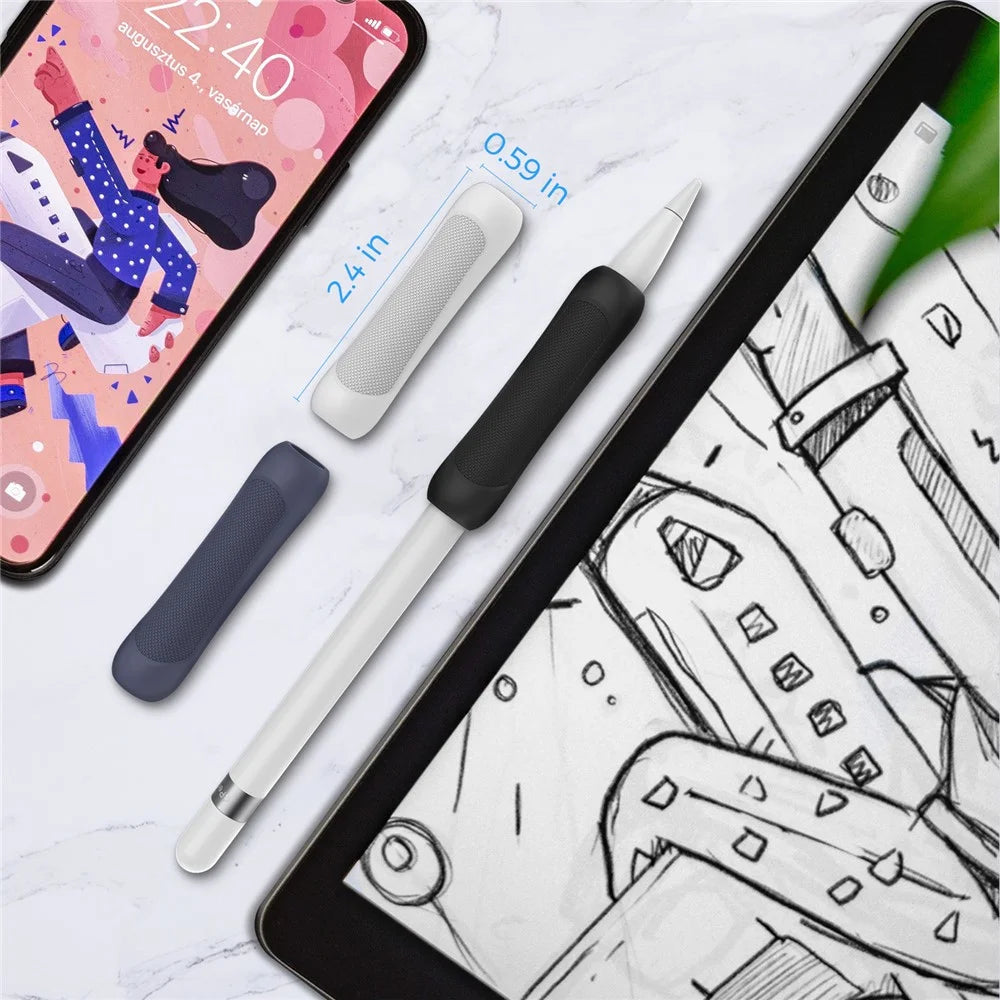 3Pcs Silicone Sleeve for Apple Pencil Pro / Pencil (1st Generation) / (2nd Generation) Stylus Pencil Cover Grip Holder - Black+Blue+White - 4