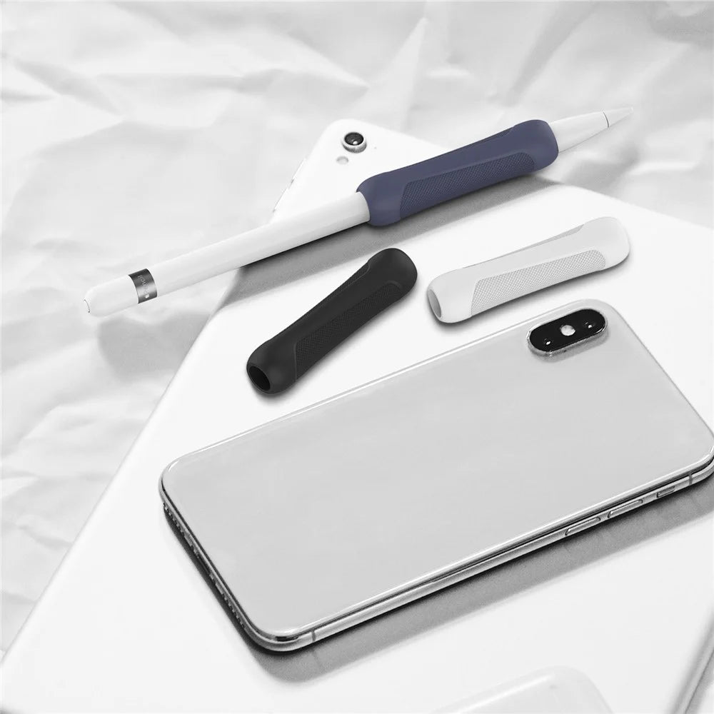3Pcs Silicone Sleeve for Apple Pencil Pro / Pencil (1st Generation) / (2nd Generation) Stylus Pencil Cover Grip Holder - Black+Blue+White - 5