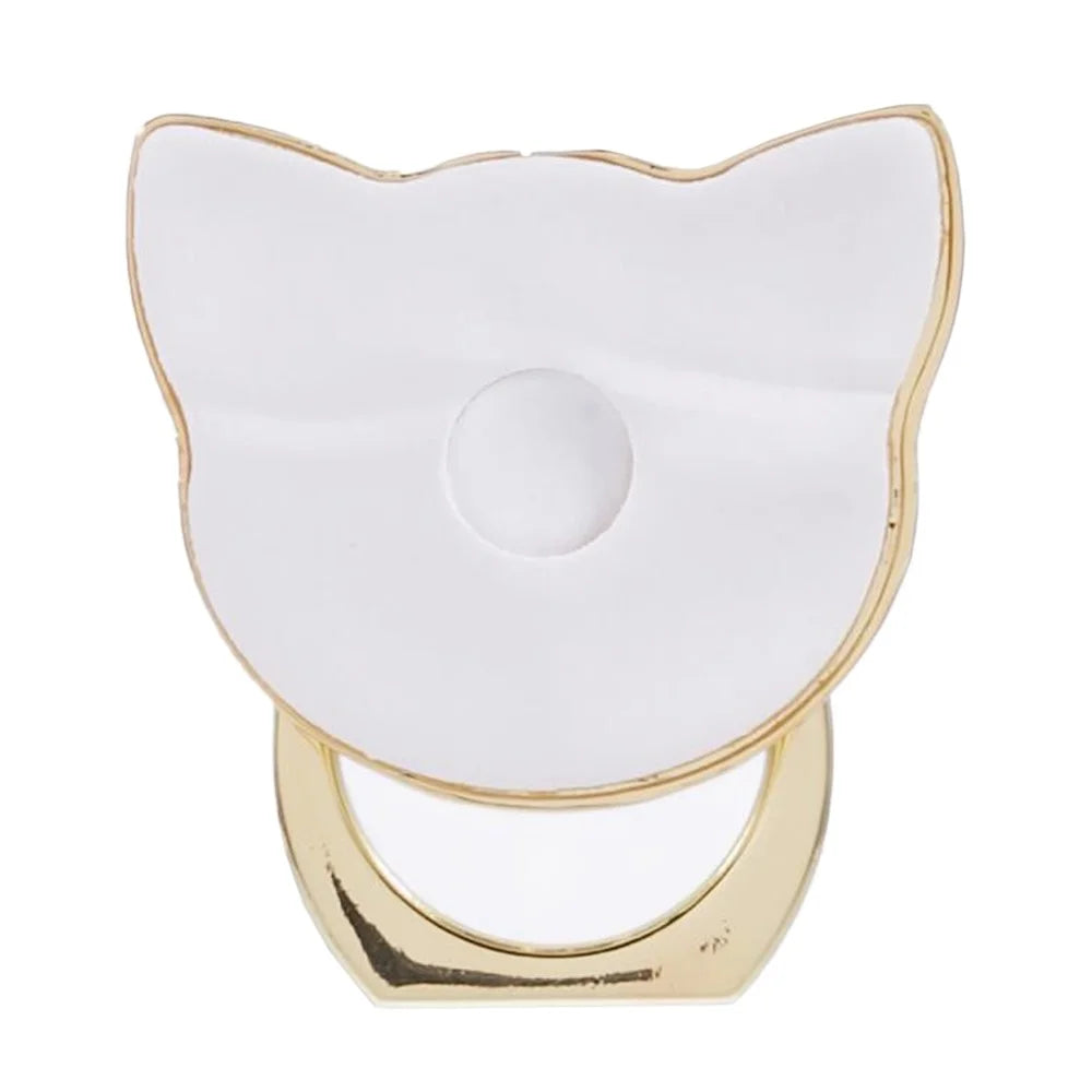 Phone Ring Holder Kickstand Cat Head Shaped Adhesive Metal Phone Bracket - Gold - 2