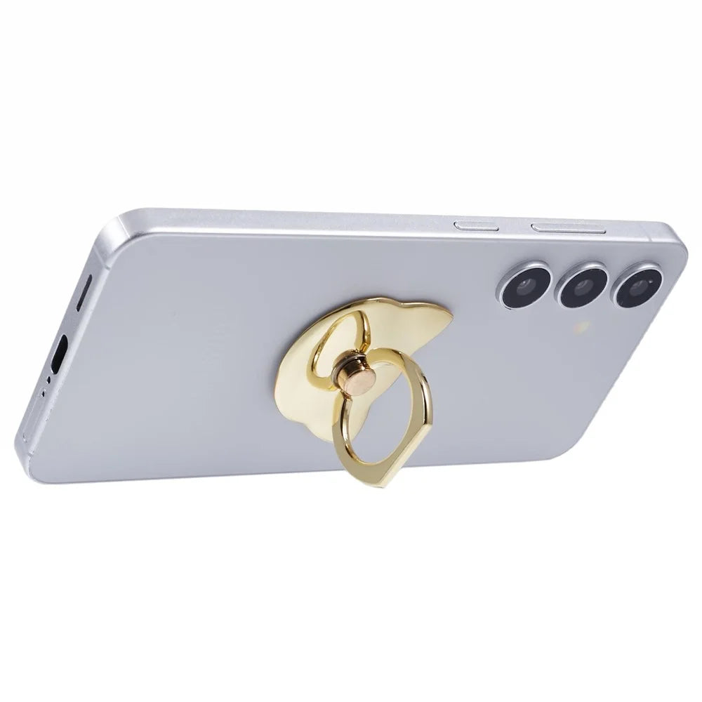 Phone Ring Holder Kickstand Cat Head Shaped Adhesive Metal Phone Bracket - Gold - 5