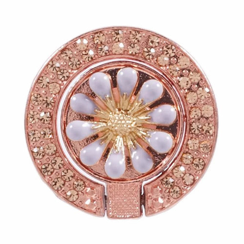 Round Phone Kickstand Adhesive Metal Phone Ring Holder Grip Flower Decoration - Light Purple - 1