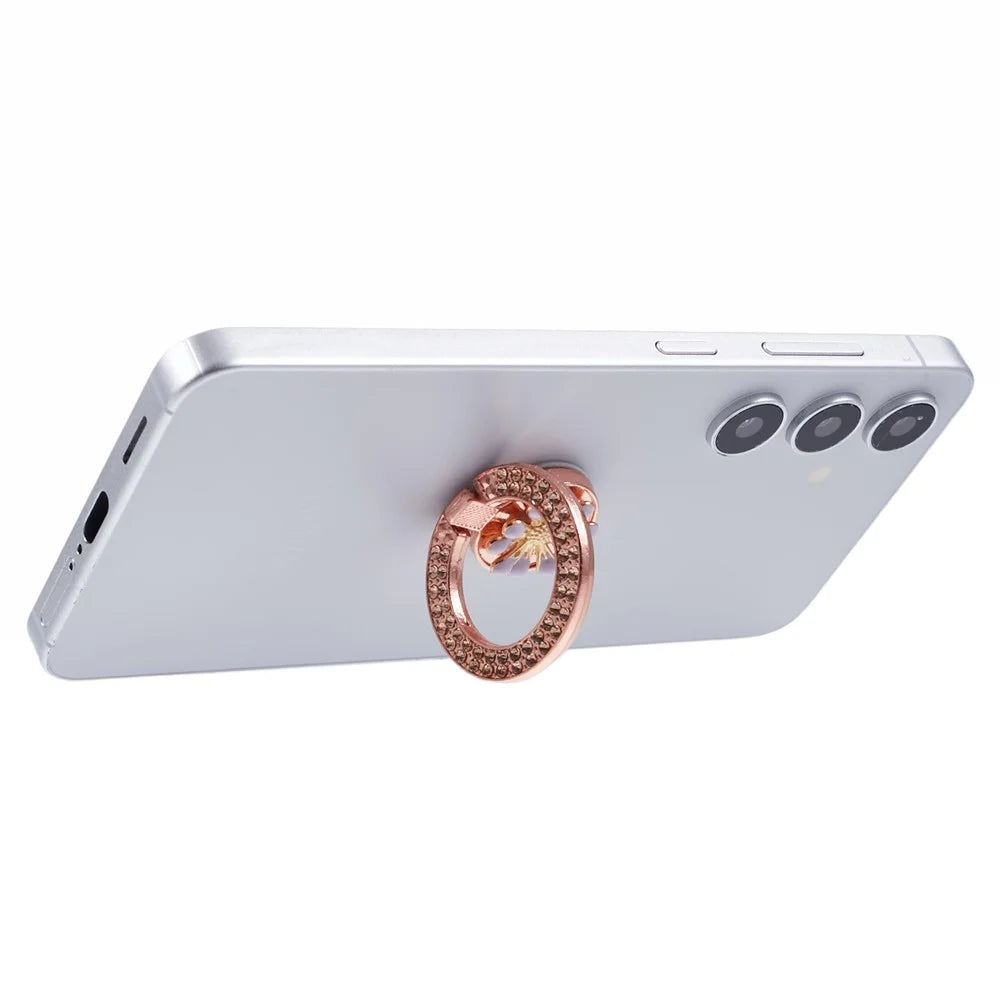Round Phone Kickstand Adhesive Metal Phone Ring Holder Grip Flower Decoration - Light Purple - 5