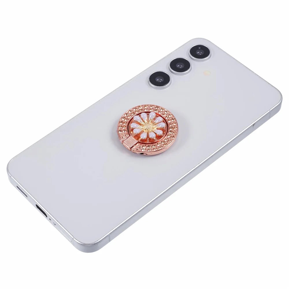 Round Phone Kickstand Adhesive Metal Phone Ring Holder Grip Flower Decoration - Light Purple - 6
