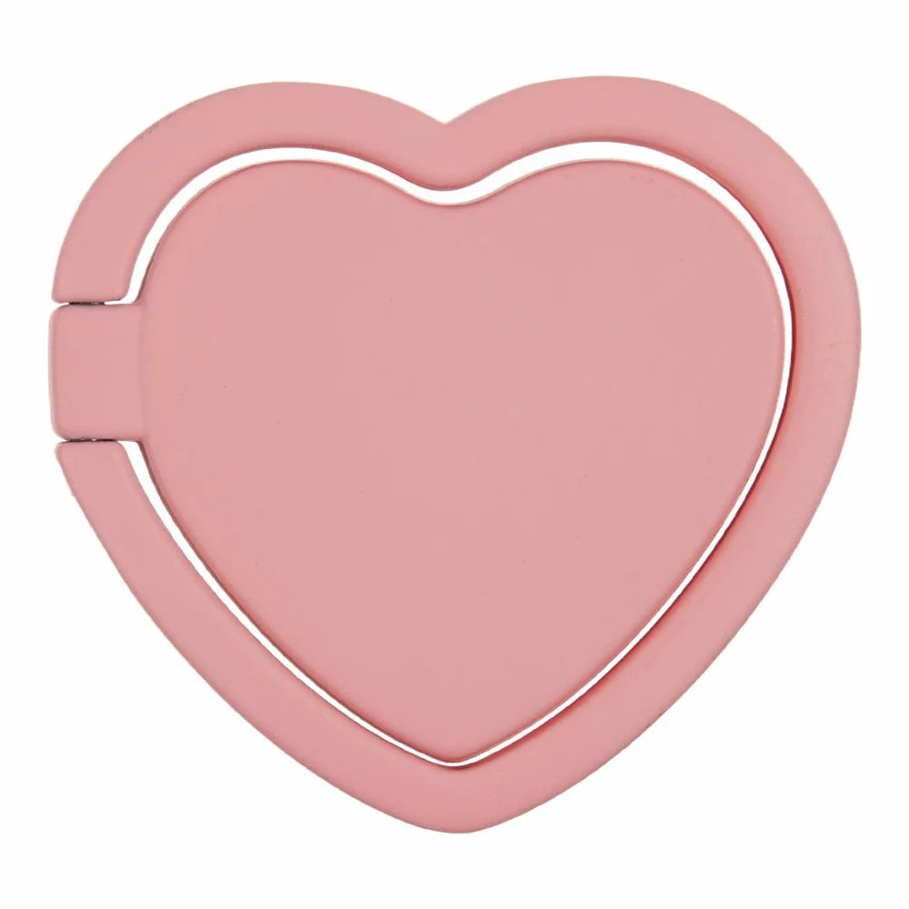 Cell Phone Ring Holder Kickstand Love Heart Shaped Metal Phone Grip - Pink - 1