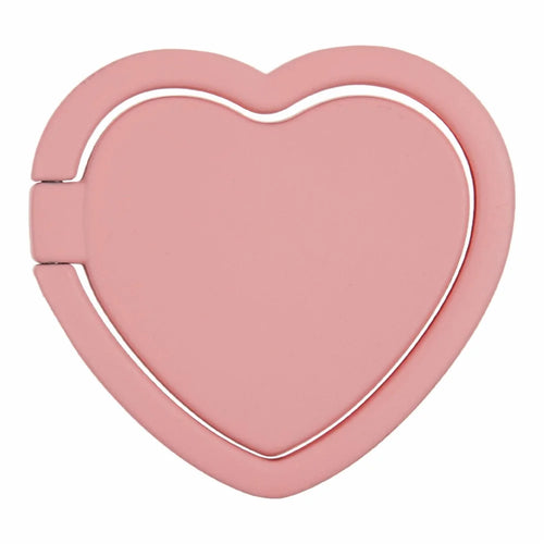 Cell Phone Ring Holder Kickstand Love Heart Shaped Metal Phone Grip - Pink - 1
