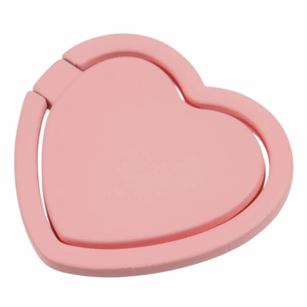 Cell Phone Ring Holder Kickstand Love Heart Shaped Metal Phone Grip - Pink - 3
