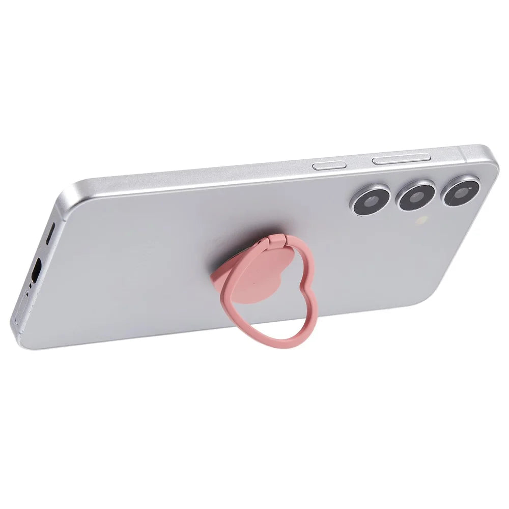 Cell Phone Ring Holder Kickstand Love Heart Shaped Metal Phone Grip - Pink - 5